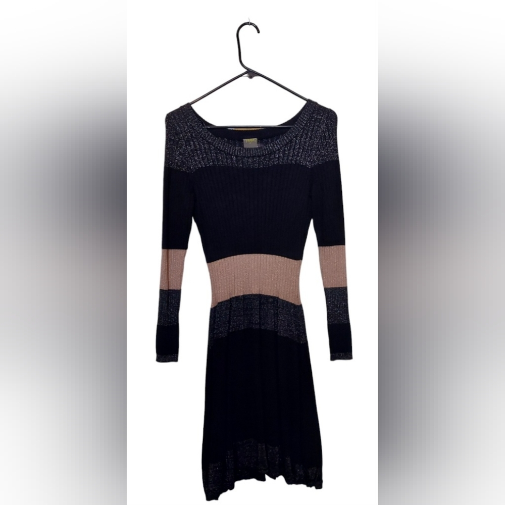 Taylor A Line Color Block RibbedSweater Dress